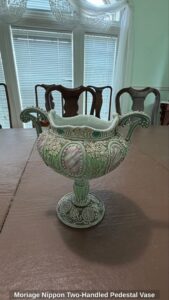 Moriage-Nippon-Two-Handled-Pedestal-Vase