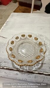 Vintage-EAPG-Manhattan-Pattern-Clear-Glass-Bowl-with-Gold-Gilt-Accents