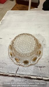 Vintage-EAPG-Manhattan-Pattern-Clear-Glass-Bowl-with-Gold-Gilt-Accents-second-image