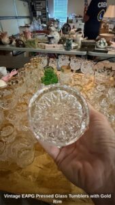 Vintage-EAPG-Pressed-Glass-Tumblers-with-Gold-Rim-second-image