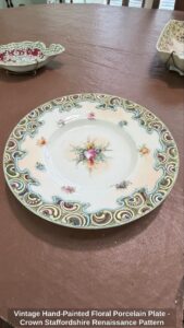 Vintage-Hand-Painted-Floral-Porcelain-Plate-Crown-Staffordshire-Renaissance-Pattern
