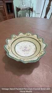 Vintage-Hand-Painted-Porcelain-Footed-Bowl-with-Floral-Motifs