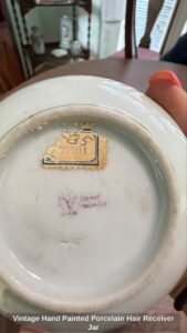 Vintage-Hand-Painted-Porcelain-Hair-Receiver-Jar-third-image