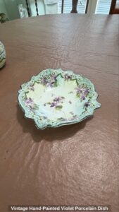 Vintage-Hand-Painted-Violet-Porcelain-Dish