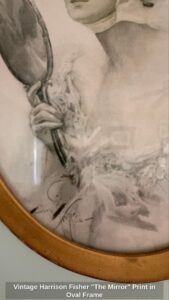 Vintage-Harrison-Fisher-The-Mirror-Print-in-Oval-Frame-second-image