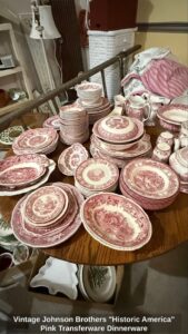 Vintage-Johnson-Brothers-Historic-America-Pink-Transferware-Dinnerware