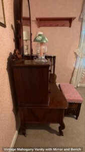 Vintage-Mahogany-Vanity-with-Mirror-and-Bench-third-image