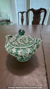 Vintage-Majolica-Style-Covered-Dish