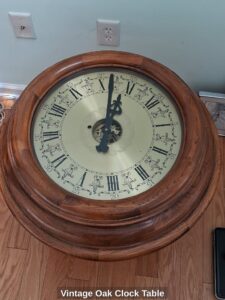 Vintage-Oak-Clock-Table