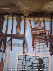 Vintage-Spindle-Back-Chairs-and-Rocker