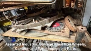 Assorted-Industrial-Salvage-Cast-Iron-Wheels-Casters-and-Farm-Implement-Parts-second-image
