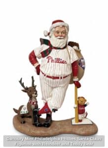 Danbury-Mint-Philadelphia-Phillies-Santa-Claus-Figurine-with-Reindeer-and-Teddy-Bear-1