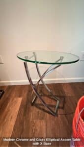 Modern-Chrome-and-Glass-Elliptical-Accent-Table-with-X-Base