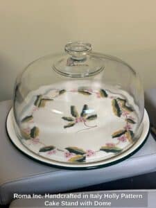 Roma-Inc.-Handcrafted-in-Italy-Holly-Pattern-Cake-Stand-with-Dome-second-image-1