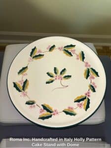 Roma-Inc.-Handcrafted-in-Italy-Holly-Pattern-Cake-Stand-with-Dome-third-image-1