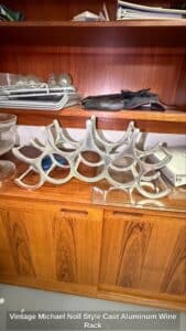 Vintage-Michael-Noll-Style-Cast-Aluminum-Wine-Rack