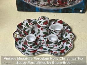 Vintage-Miniature-Porcelain-Holly-Christmas-Tea-Set-by-Formalities-by-Baum-Bros-third-image-1