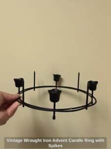 Vintage-Wrought-Iron-Advent-Candle-Ring-with-Spikes-second-image-1