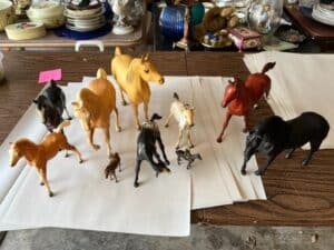 Collection-of-vintage-plastic-horse-figurines-some-Breyer-and-possibly-Schleich-1