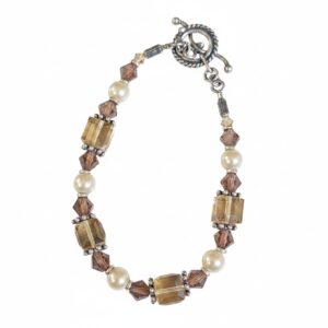 Faux-Pearl-and-Amber-Colored-Glass-Bead-Bracelet-with-Toggle-Clasp