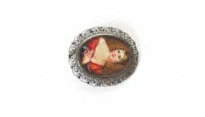 Victorian-Hand-Painted-Porcelain-Miniature-Portrait-Brooch