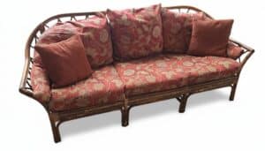 Vintage-Ficks-Reed-Style-Rattan-Sofa-with-Floral-Upholstery