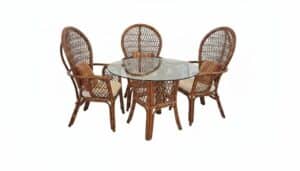 Vintage-Rattan-Dining-Set-with-Glass-Top-Table-and-Four-Chairs