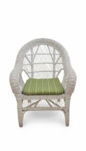 Vintage-Wicker-Armchair-with-Green-Striped-Cushion