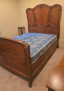 Antique-French-Louis-XV-Style-Carved-Walnut-Sleigh-Bed