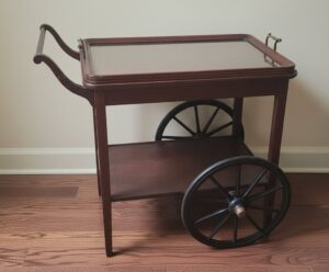 Antique-Mahogany-Tea-Cart-with-Removable-Glass-Tray