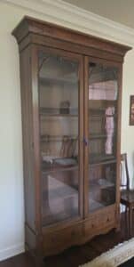 Antique-Victorian-Carved-Walnut-Bookcase-with-Glass-Doors