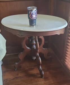 Antique-Victorian-Eastlake-Style-Walnut-Marble-Top-Parlor-Table