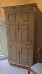 Distressed-Green-French-Country-Armoire-or-Entertainment-Cabinet-second-image