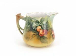 Hand-Painted-Ceramic-Pitcher-with-Cherries-Attributed-to-Limoges