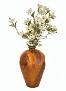 Large-Burl-Wood-Vase-with-White-Dogwood-Artificial-Flowers