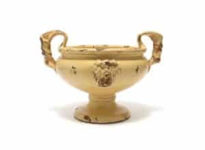 Yellow-Glazed-Ceramic-Anduze-Urn-with-Applied-Faces