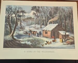 A-Home-in-the-Wilderness-Lithograph-by-Currier-Ives