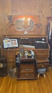Antique-Quarter-Sawn-Oak-Roll-Top-Desk-with-Side-Cabinet-second-image