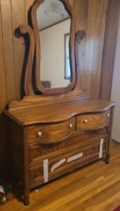 Antique-Serpentine-Front-Tiger-Oak-Dresser-with-Mirror