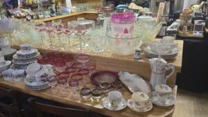 Assorted-Vintage-Glassware-and-Porcelain-Tea-Set