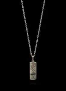 Avon-Silver-Note-Floral-Embossed-Whistle-Pendant-Necklace