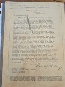 Letter-from-President-Warren-G.-Harding-to-D.-John-Markey