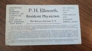 P.-H.-Ellsworth-M.D.-Resident-Physician-Hot-Springs-Ark.-Card-second-image