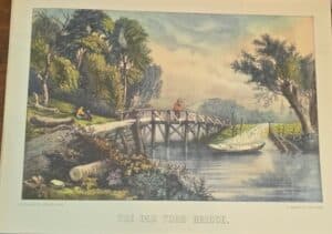The-Old-Ford-Bridge-Lithograph-by-Currier-Ives-Nassau-St