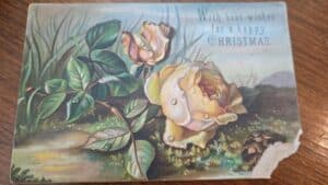 Victorian-Christmas-Postcard-with-Yellow-Roses