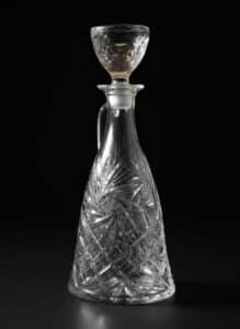 American-Brilliant-Period-Cut-Glass-Decanter-with-Hobstar-and-Fan-Pattern