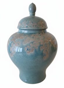 Collection-of-Decorative-Home-Decor-Items-including-Watercolor-Art-Crackle-Glaze-Ginger-Jar-and-Metallic-Bookends-fourth-image