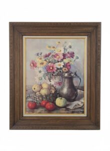 Henk-Bos-Still-Life-Oil-Painting-with-Flowers-Fruit-and-Pewter-Pitcher-1