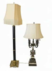 Hollywood-Regency-Style-Black-and-Brass-Column-Floor-Lamp
