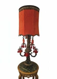 Loevsky-Style-Hollywood-Regency-Candelabra-Table-Lamp-with-Red-Glass-Crystals